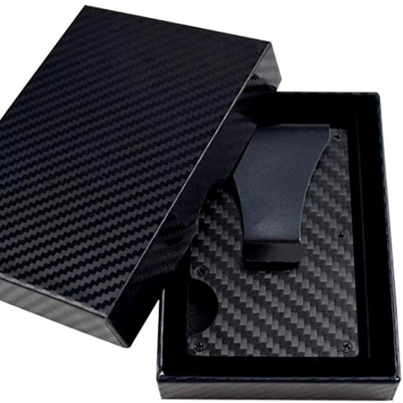 Matte Carbon Fiber Wallet for Men Minimalist Aluminum RFID Blocking Mens Walle… - Picture 1 of 7